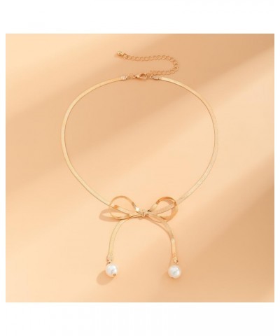 Bow Necklace for Women Bowknot Choker Necklace Small Bow Snake Chain Ribbon Choker Necklaces Jewelry Gifts $10.06 Necklaces