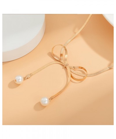 Bow Necklace for Women Bowknot Choker Necklace Small Bow Snake Chain Ribbon Choker Necklaces Jewelry Gifts $10.06 Necklaces