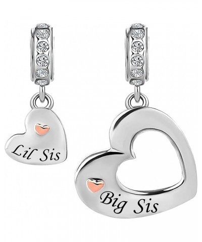 Big Sister Little Sister Birthday Jewelry Love Heart Dangle Charms Compatible with Pandora Charm Bracelets Necklace sets for ...