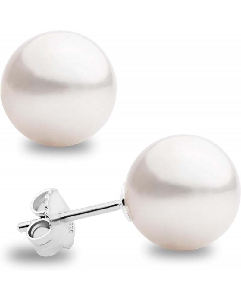 Women Pearl Earrings Freshwater Cultured Round White Pearls by Secret & You | Available in 6 sizes, from 6-6.5 mm to 11-11.5 ...