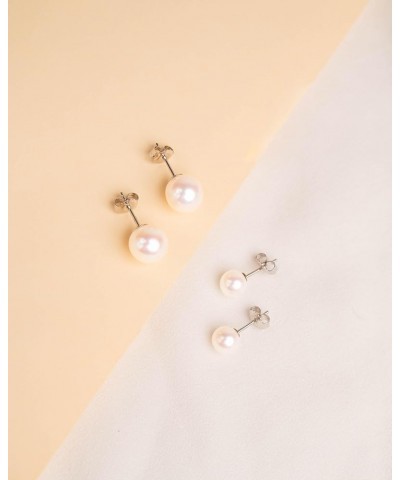 Women Pearl Earrings Freshwater Cultured Round White Pearls by Secret & You | Available in 6 sizes, from 6-6.5 mm to 11-11.5 ...