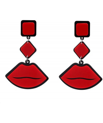 Woman's Rhinestone Asymmetric Red Lip Lipstick Stud Earrings Fashionable Sparkling Sexy Lip Kiss Stud Earrings Crystal Embell...