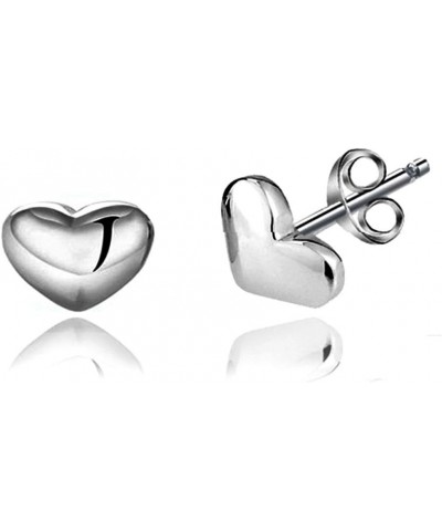 925 Sterling Silver Shiny Side Heart Shape Stud Earrings $6.59 Earrings