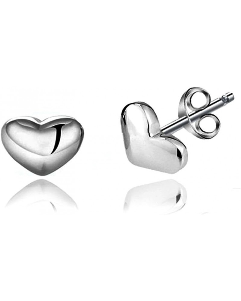 925 Sterling Silver Shiny Side Heart Shape Stud Earrings $6.59 Earrings