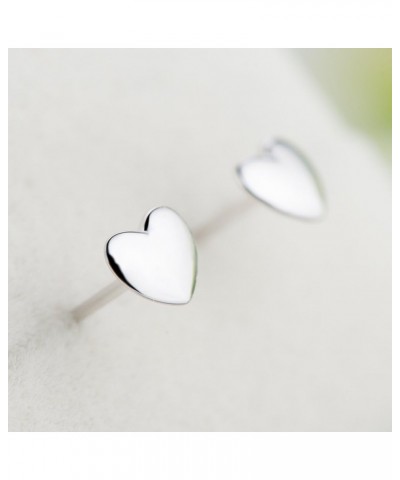 925 Sterling Silver Shiny Side Heart Shape Stud Earrings $6.59 Earrings