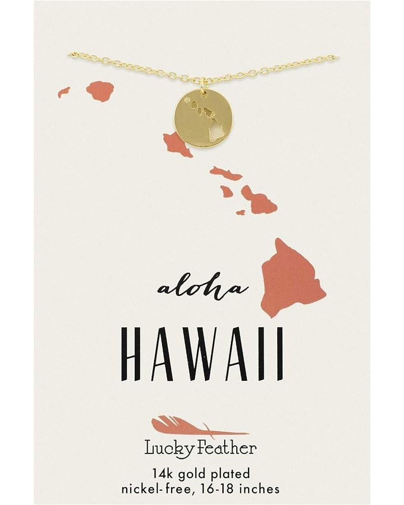 State Necklace 14K Gold-Dipped Pendant on Adjustable 16”-18” Chain Hawaii $10.57 Necklaces