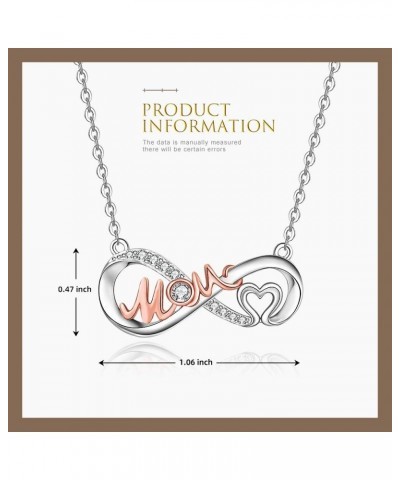 Mom Mothers Day Necklace Sterling Silver Heart Infinity Swan Letter Pendant Rose Gold Crystal Diamond Dainty Charm Mama Mothe...