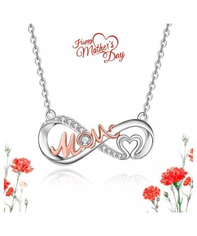 Mom Mothers Day Necklace Sterling Silver Heart Infinity Swan Letter Pendant Rose Gold Crystal Diamond Dainty Charm Mama Mothe...