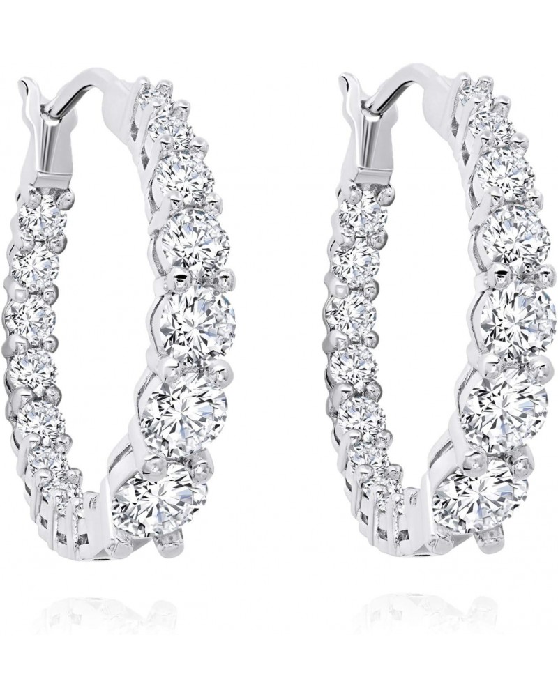 Sterling Silver Inside/Out Journey Hoop Earrings with Genuine Zirconia (1 inch, 4.0 carat t.w.) $47.50 Earrings