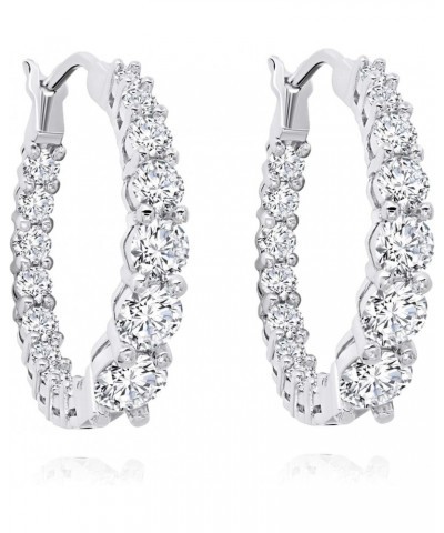 Sterling Silver Inside/Out Journey Hoop Earrings with Genuine Zirconia (1 inch, 4.0 carat t.w.) $47.50 Earrings