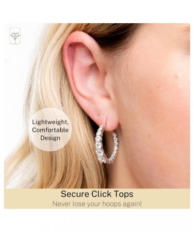 Sterling Silver Inside/Out Journey Hoop Earrings with Genuine Zirconia (1 inch, 4.0 carat t.w.) $47.50 Earrings