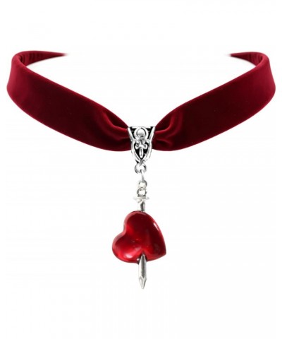 Red Choker with Arrow Through Heart Pendant, Gothic Velvet Heart Choker Necklace, Goth Y2k Punk Emo Necklace for Women $6.50 ...