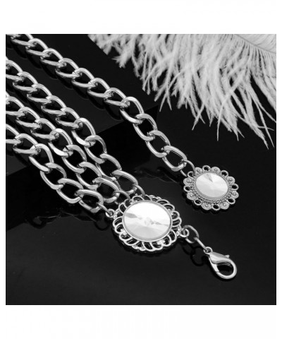 MultiLayer Waist Chain Belts for Women, Adjustable Metal Body Belly Chain for Dress Silver Diamond M: (Fit Waist 110cm/43.3in...