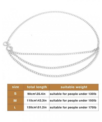 MultiLayer Waist Chain Belts for Women, Adjustable Metal Body Belly Chain for Dress Silver Diamond M: (Fit Waist 110cm/43.3in...