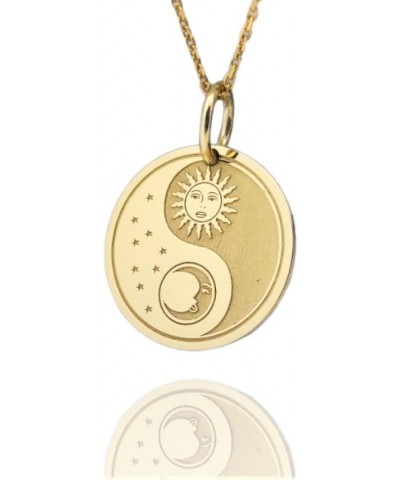 14K Solid Gold Yin Yang Sun Moon Pendant, Sun And Moon Necklace $104.50 Necklaces