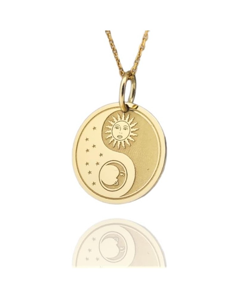 14K Solid Gold Yin Yang Sun Moon Pendant, Sun And Moon Necklace $104.50 Necklaces