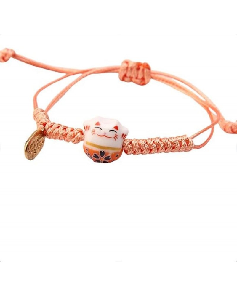 Lucky Cat Bracelet Cute Feng Shui Maneki Neko String Bracelet Adjustable Good Luck String Braided Beads Bell Wrist Chain Brac...