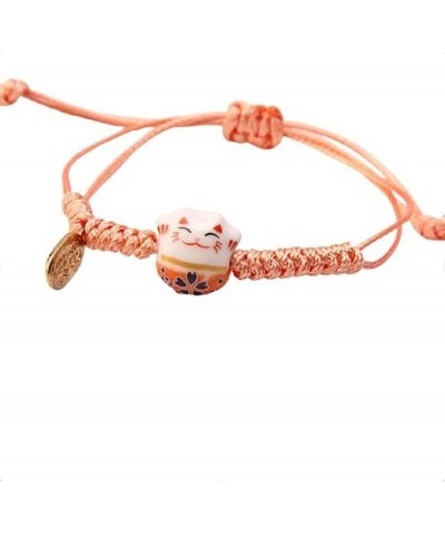 Lucky Cat Bracelet Cute Feng Shui Maneki Neko String Bracelet Adjustable Good Luck String Braided Beads Bell Wrist Chain Brac...