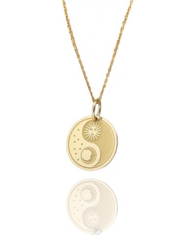 14K Solid Gold Yin Yang Sun Moon Pendant, Sun And Moon Necklace $104.50 Necklaces