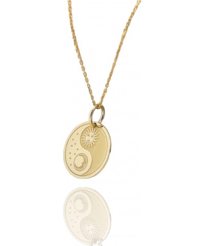 14K Solid Gold Yin Yang Sun Moon Pendant, Sun And Moon Necklace $104.50 Necklaces