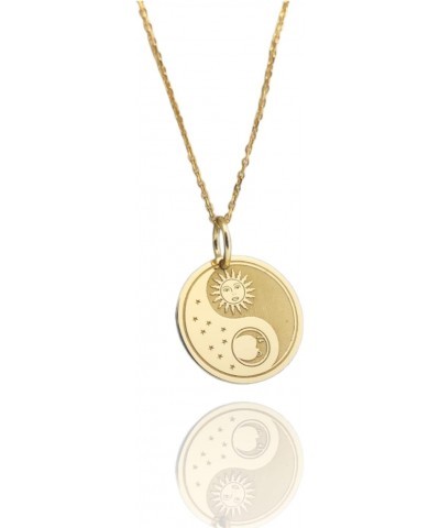 14K Solid Gold Yin Yang Sun Moon Pendant, Sun And Moon Necklace $104.50 Necklaces