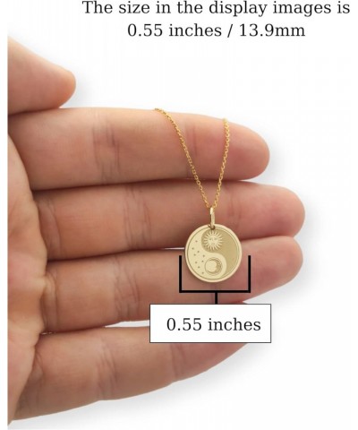 14K Solid Gold Yin Yang Sun Moon Pendant, Sun And Moon Necklace $104.50 Necklaces