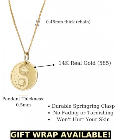 14K Solid Gold Yin Yang Sun Moon Pendant, Sun And Moon Necklace $104.50 Necklaces