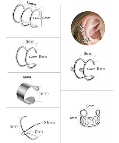 6Pairs Ear Cuff Set Titanium Steel Ear Clip Non-Piercing Cartilage Helix Cuff Nose Ring Hoop Jewelry Accessories,Silver Pract...