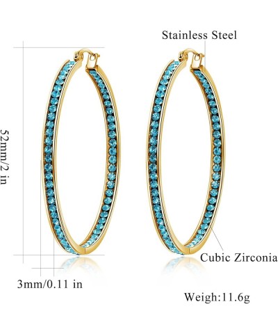 Mult-colors Crystal Stainless Steel Hoop Earring for Women Hypoallergenic Jewelry for Sensitive Ears Large Big Hoop Earrings ...