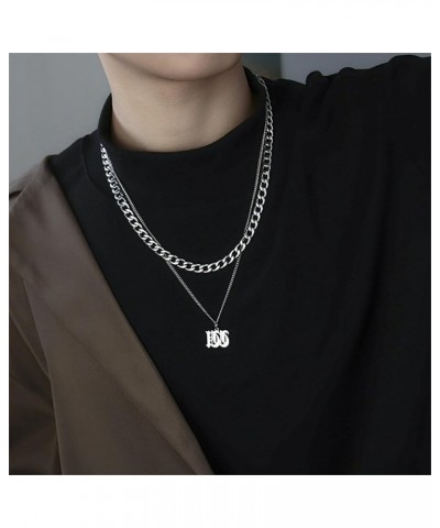 Stainless Steel Old English Initial Necklace 26 Letters Pendant Double Layer Chunky Chain U $16.19 Necklaces