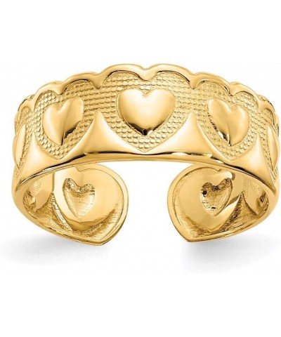 14k Yellow Gold Solid Textured Polished Love Heart Toe Ring Jewelry Gifts for Women $99.00 Body Jewelry