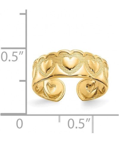 14k Yellow Gold Solid Textured Polished Love Heart Toe Ring Jewelry Gifts for Women $99.00 Body Jewelry