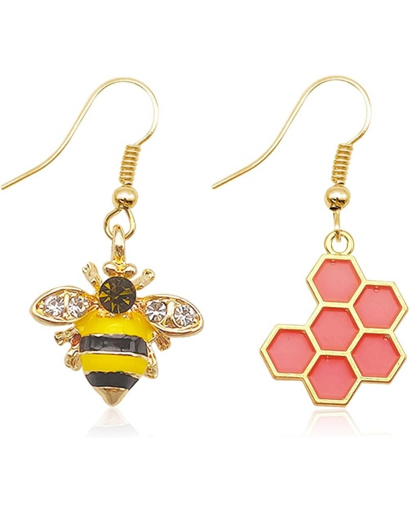 Bee Earrings for Women Honeycomb Earrings Asymmetrical Bee Dangle Earrings Bee Jewelry Gifts for Girls C $7.97 Earrings