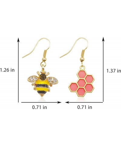 Bee Earrings for Women Honeycomb Earrings Asymmetrical Bee Dangle Earrings Bee Jewelry Gifts for Girls C $7.97 Earrings