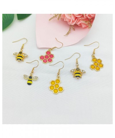 Bee Earrings for Women Honeycomb Earrings Asymmetrical Bee Dangle Earrings Bee Jewelry Gifts for Girls C $7.97 Earrings