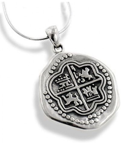 Antiqued Sterling Silver Stamped Pirate Treasure Chest Coin Medallion Pendant 18" Necklace $33.63 Necklaces