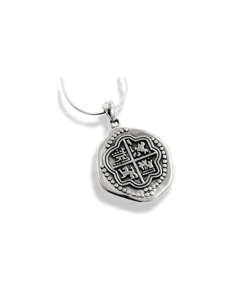 Antiqued Sterling Silver Stamped Pirate Treasure Chest Coin Medallion Pendant 18" Necklace $33.63 Necklaces