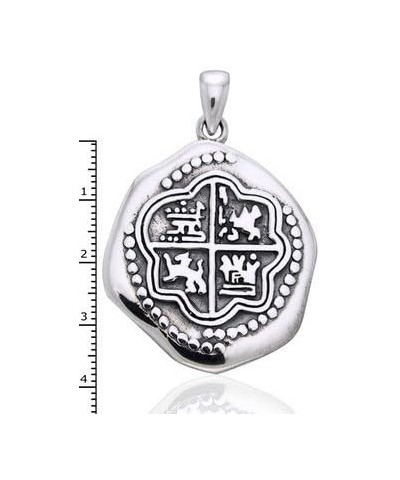 Antiqued Sterling Silver Stamped Pirate Treasure Chest Coin Medallion Pendant 18" Necklace $33.63 Necklaces