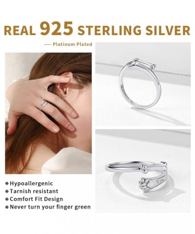 925 Sterling Silver Ring Minimalist Teardrop High Polish Tarnish Resistant Comfort Fit Open Adjustable Ring for Women(with Gi...