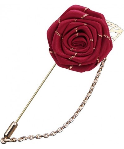 3D Brooch Rose Flower Suits Brooches Collar Gold Leaf Tassel Pin Wedding Chain Jewelry Accessory Red wine $8.25 Brooches & Pins