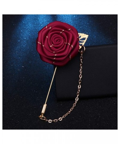 3D Brooch Rose Flower Suits Brooches Collar Gold Leaf Tassel Pin Wedding Chain Jewelry Accessory Red wine $8.25 Brooches & Pins