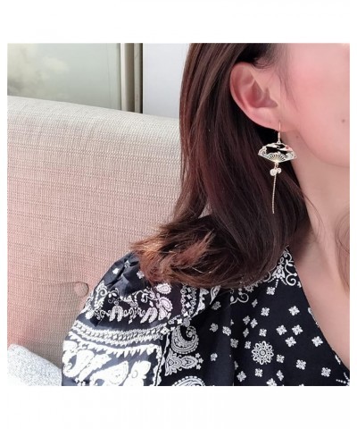 Asymmetric Fan Earrings for Women Girls Creative Chinese Cultural Landscape Earrings Oriental Earrings Japanese Earrings Sect...