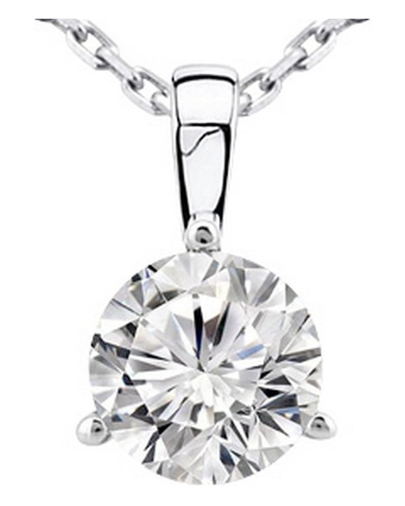 IGI Certified LAB-GROWN Round Cut Diamond Pendant Necklace 3 Prong Value Collection (H-I Color, VS2-SI1 Clarity) + 16" Silver...