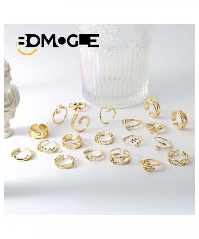 20pcs Adjustable Toe Rings for Women Arrow Wave Moon Star Butterfly Heart Leaf Gold Silver Rose Gold Open Tail Ring Beach Foo...