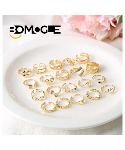 20pcs Adjustable Toe Rings for Women Arrow Wave Moon Star Butterfly Heart Leaf Gold Silver Rose Gold Open Tail Ring Beach Foo...