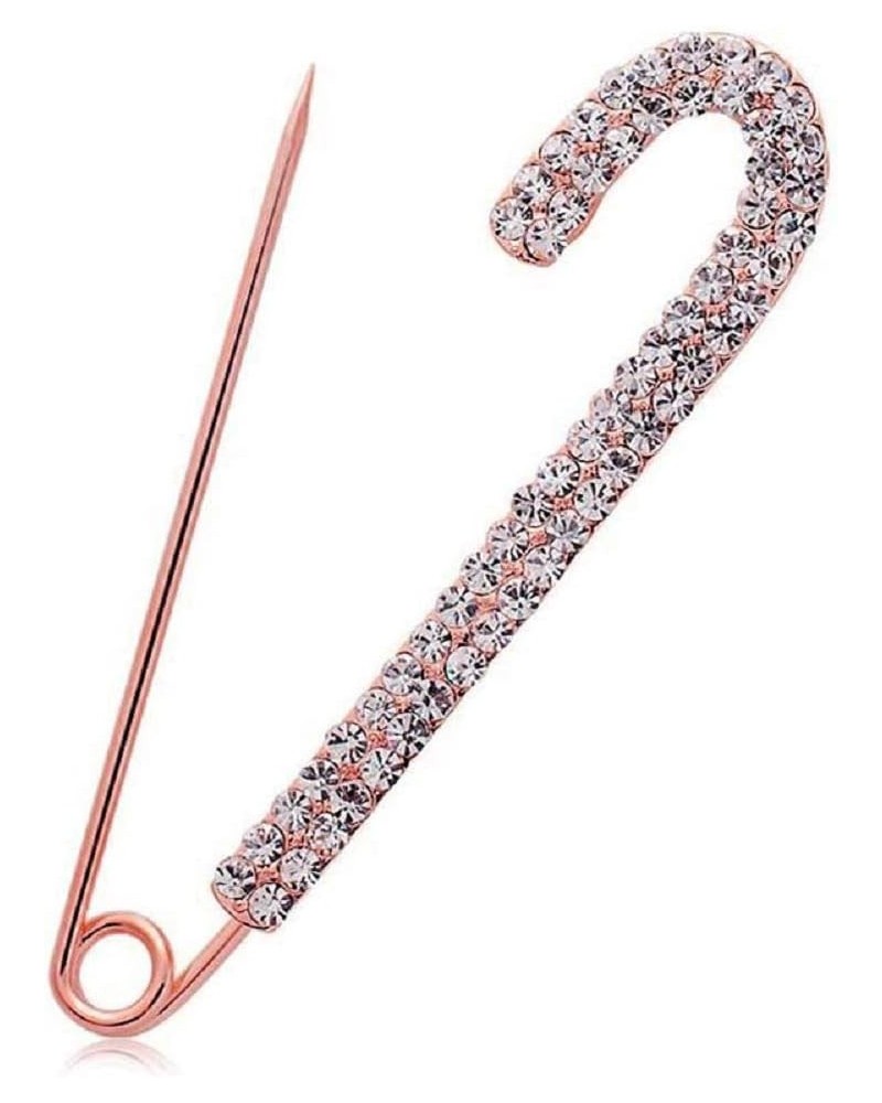 Women Crystal Big Safety Pin Jewelry Brooch Knit Scarf Lapel or Collar Brooch Pin Rose Gold $4.25 Brooches & Pins