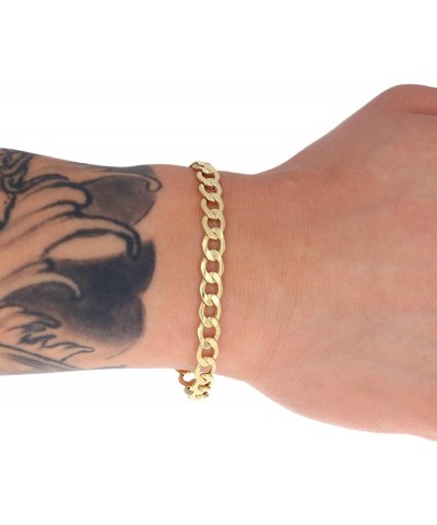 10k Yellow Gold 6.5mm Cuban Curb Link Chain Bracelet, Mens Womens Jewelry 7" 7.5" 8" 8.5" 9 Yellow 8 $135.24 Bracelets