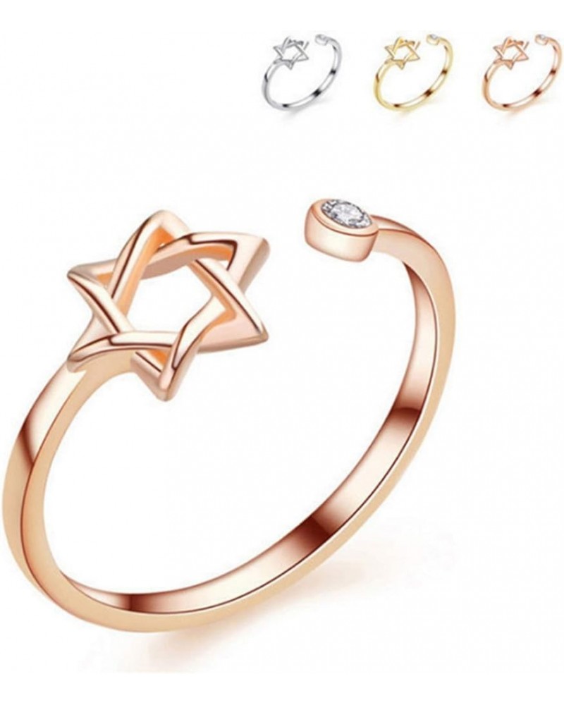 Zircon Jewish Star of David Ring for Women Simple Open Hexagram Finger Ring Jewelry Clear,Silver $7.50 Rings