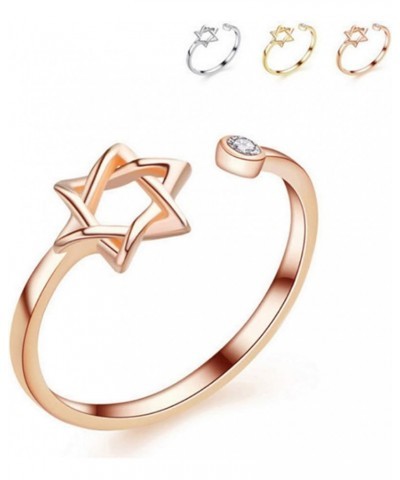 Zircon Jewish Star of David Ring for Women Simple Open Hexagram Finger Ring Jewelry Clear,Silver $7.50 Rings