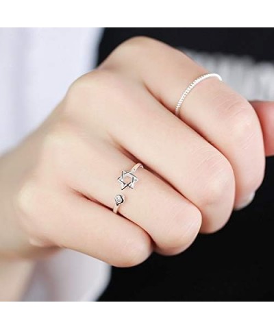 Zircon Jewish Star of David Ring for Women Simple Open Hexagram Finger Ring Jewelry Clear,Silver $7.50 Rings